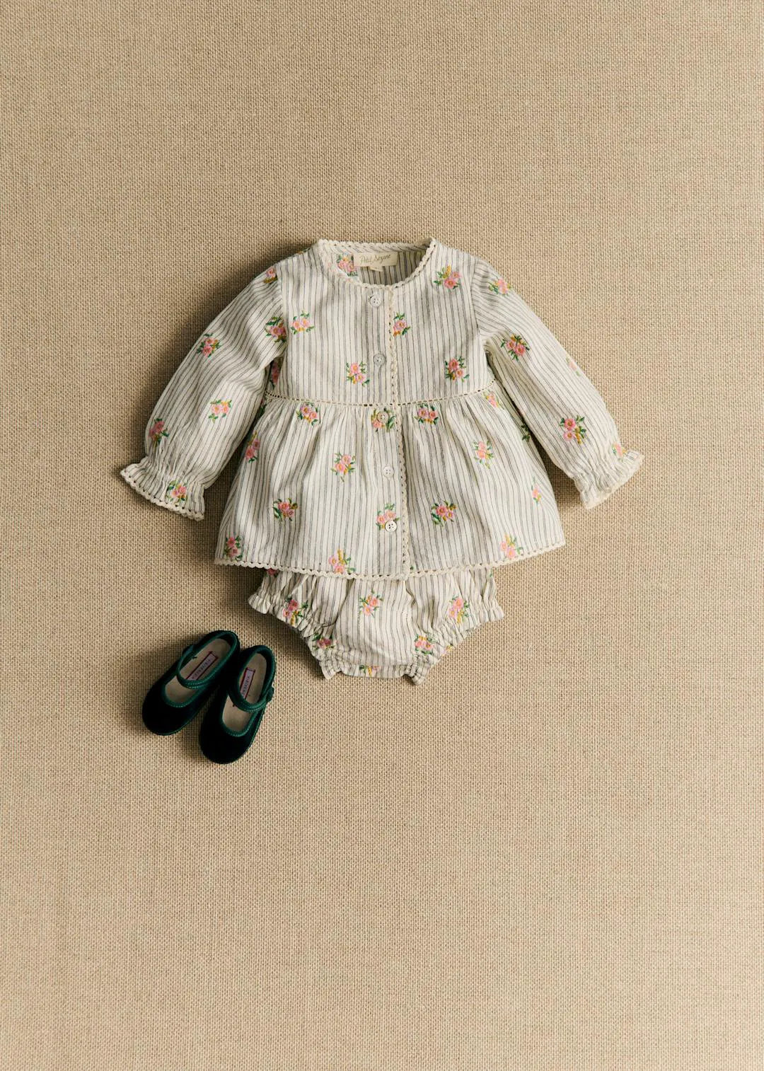 Stripes with Floral Embroidery