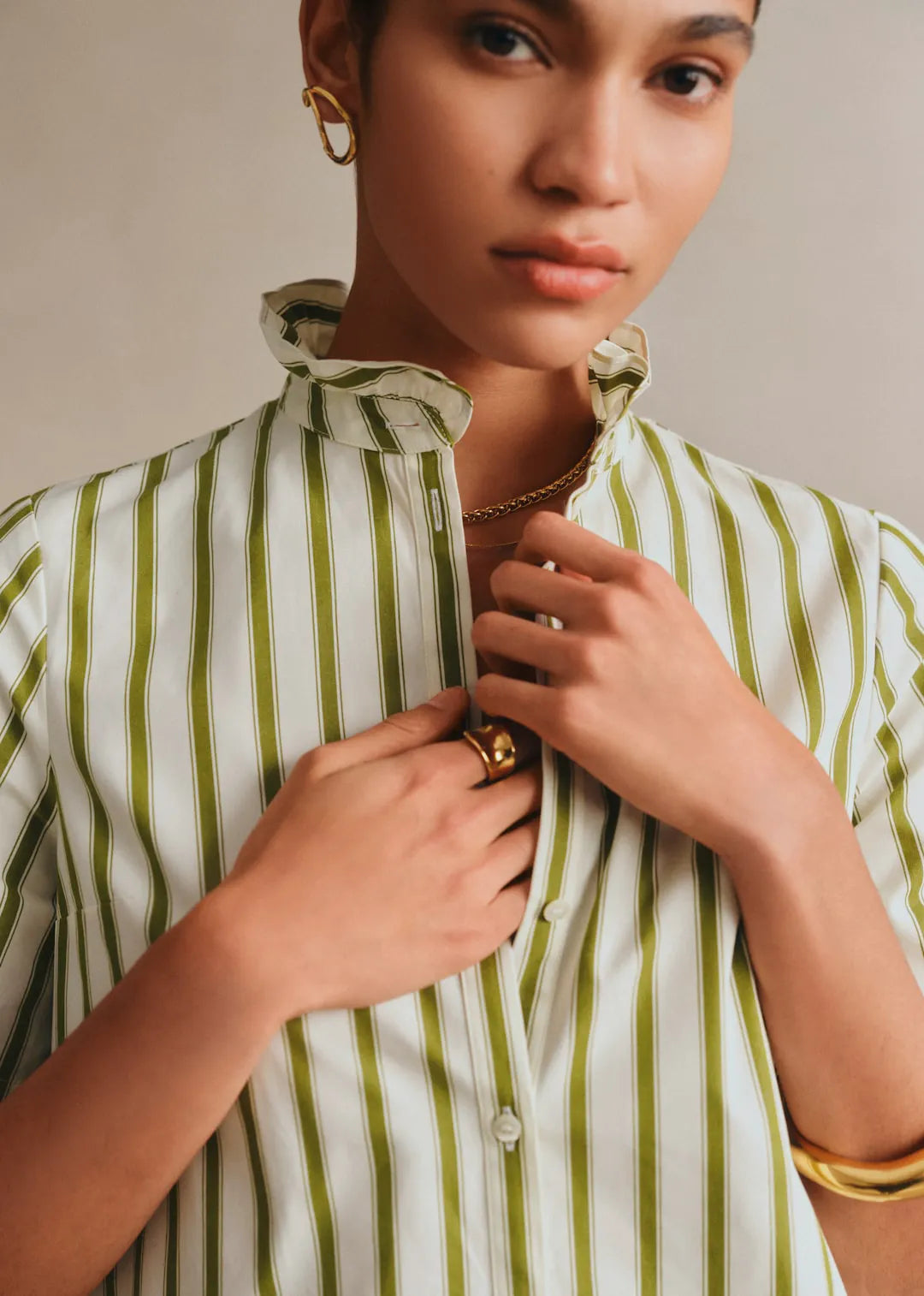 Ecru Khaki Stripes