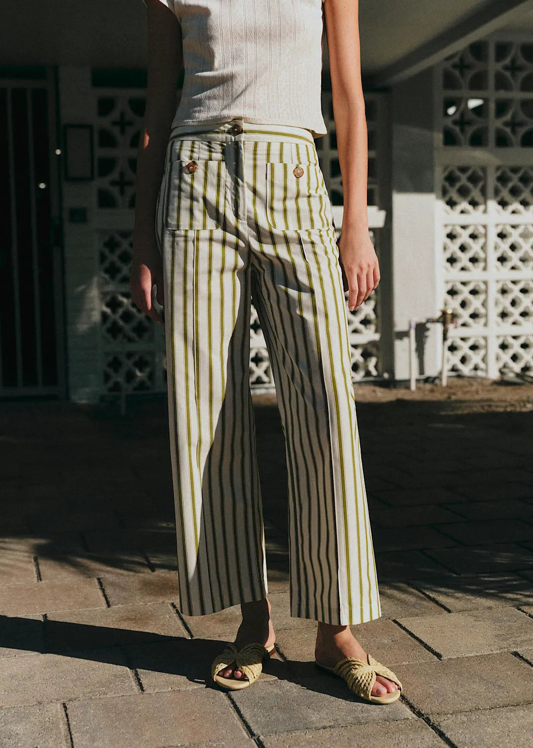 Ecru Khaki Stripes