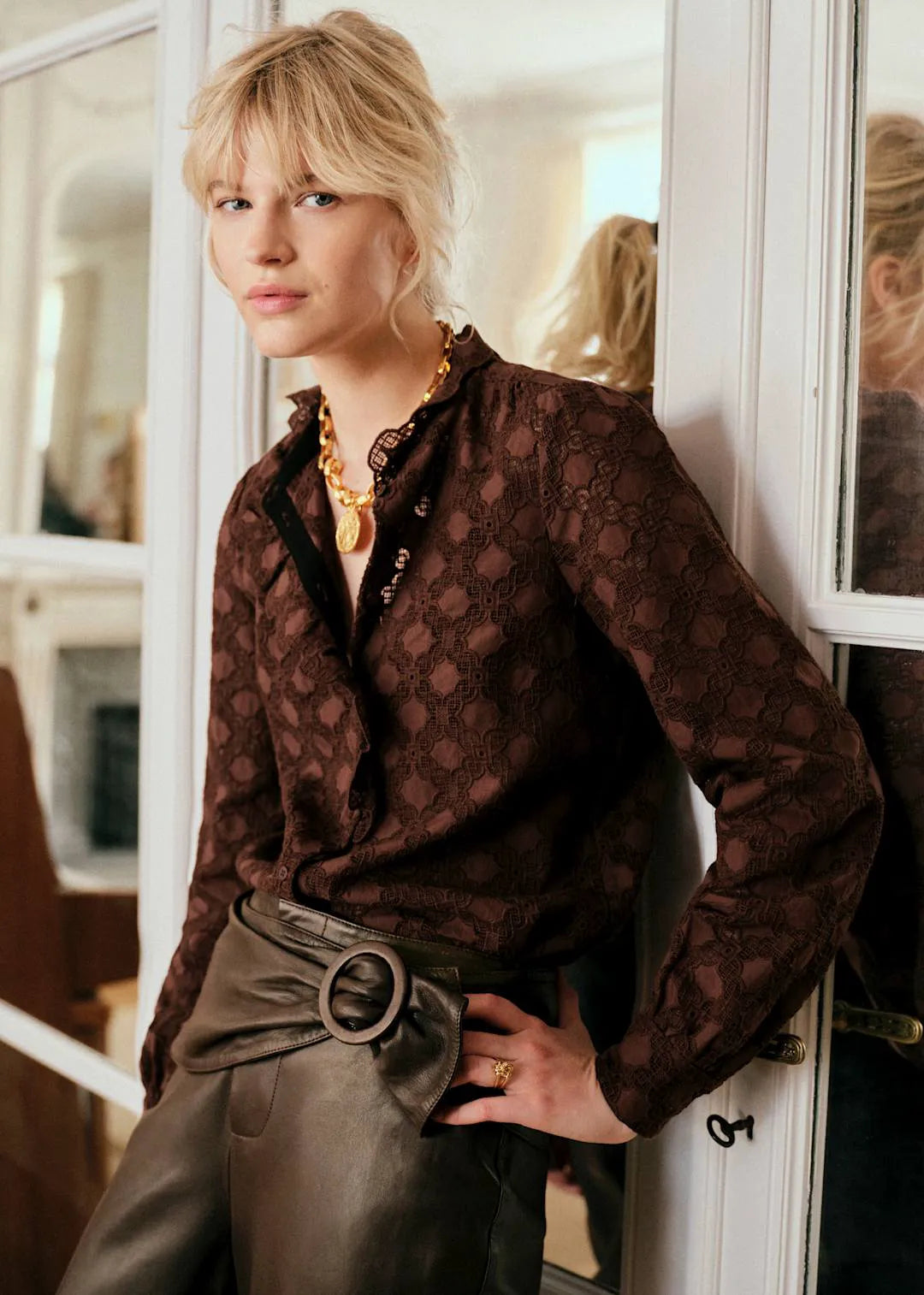 Solid Brown Embroidery