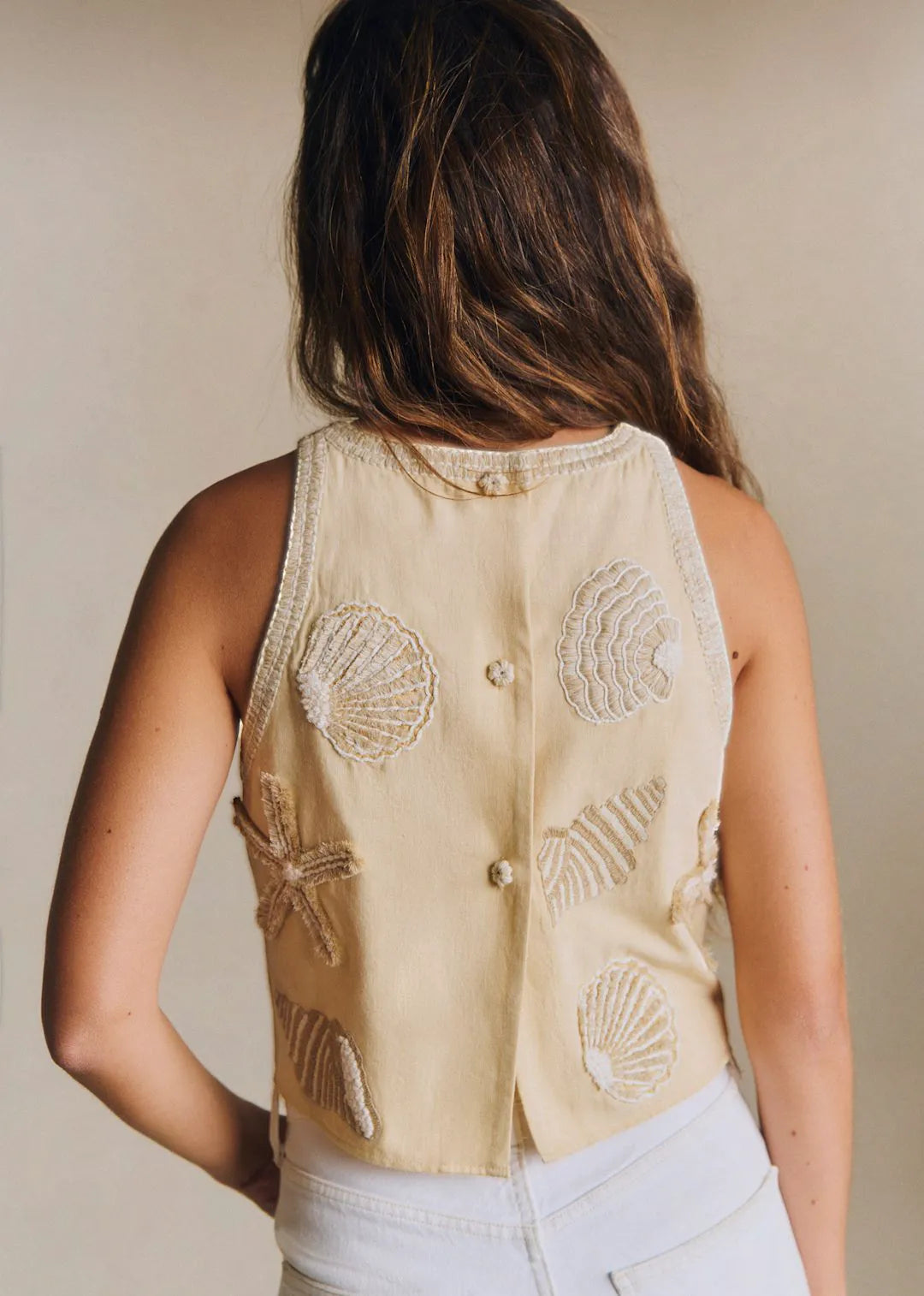 Ecru with Contrasting Cream Embroidery