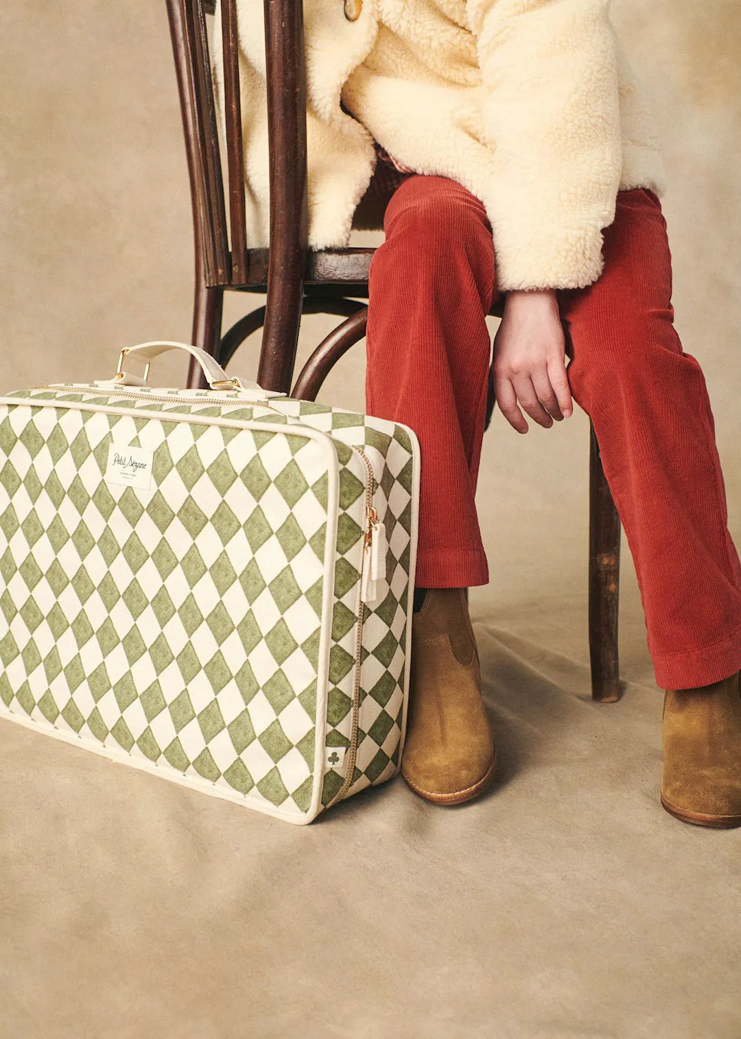 Green checkerboard print