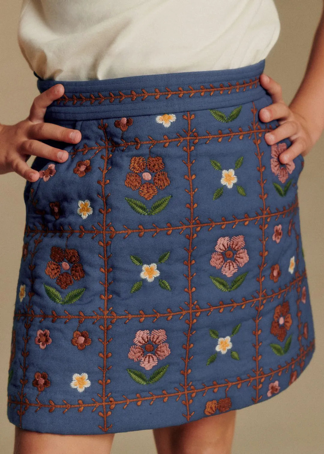 Dark blue / Embroidered ground