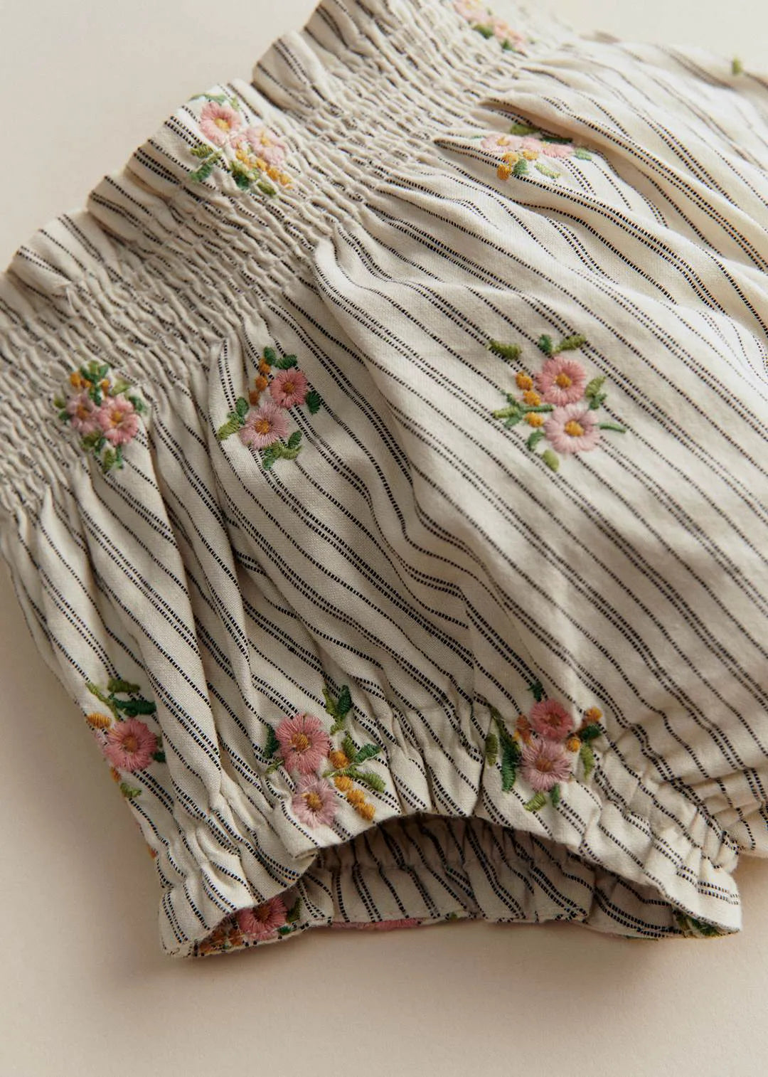 Stripes with Floral Embroidery