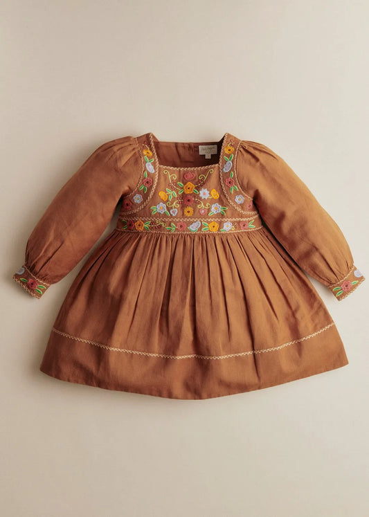 Contrasting Embroidery Brown Background