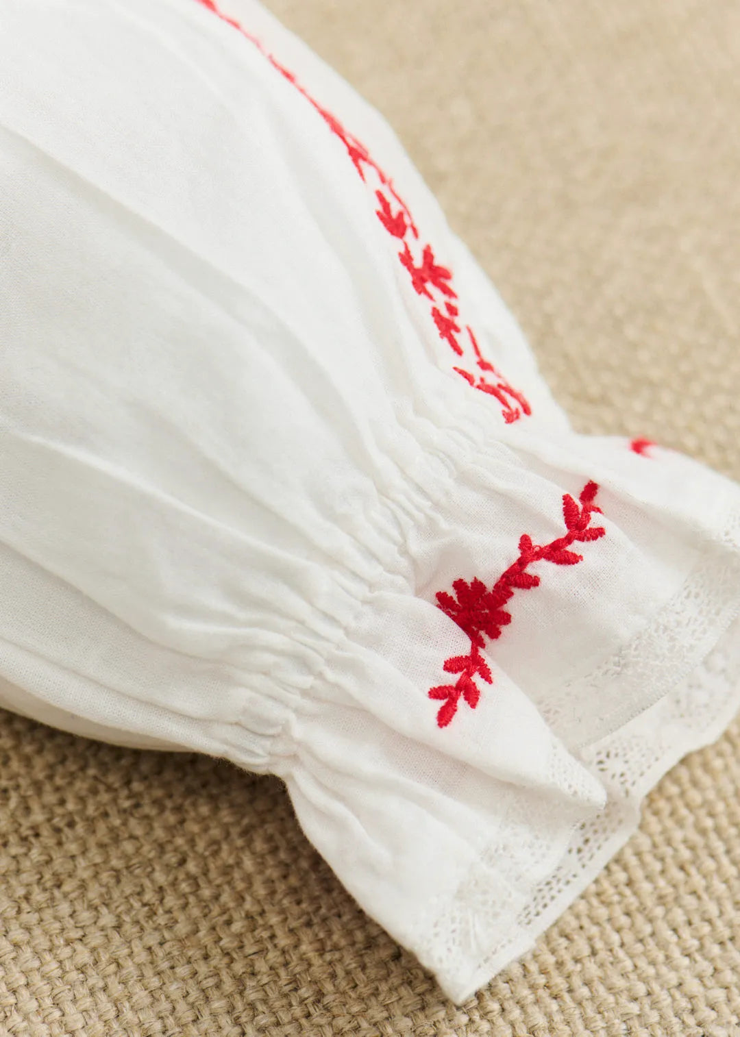 White with Red Embroidery