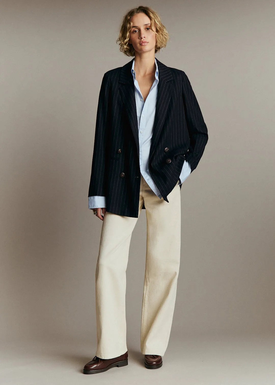 Navy Ecru Tennis Stripes