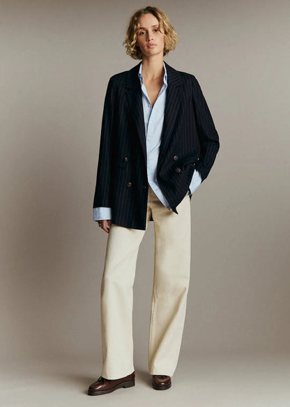 Navy Ecru Tennis Stripes