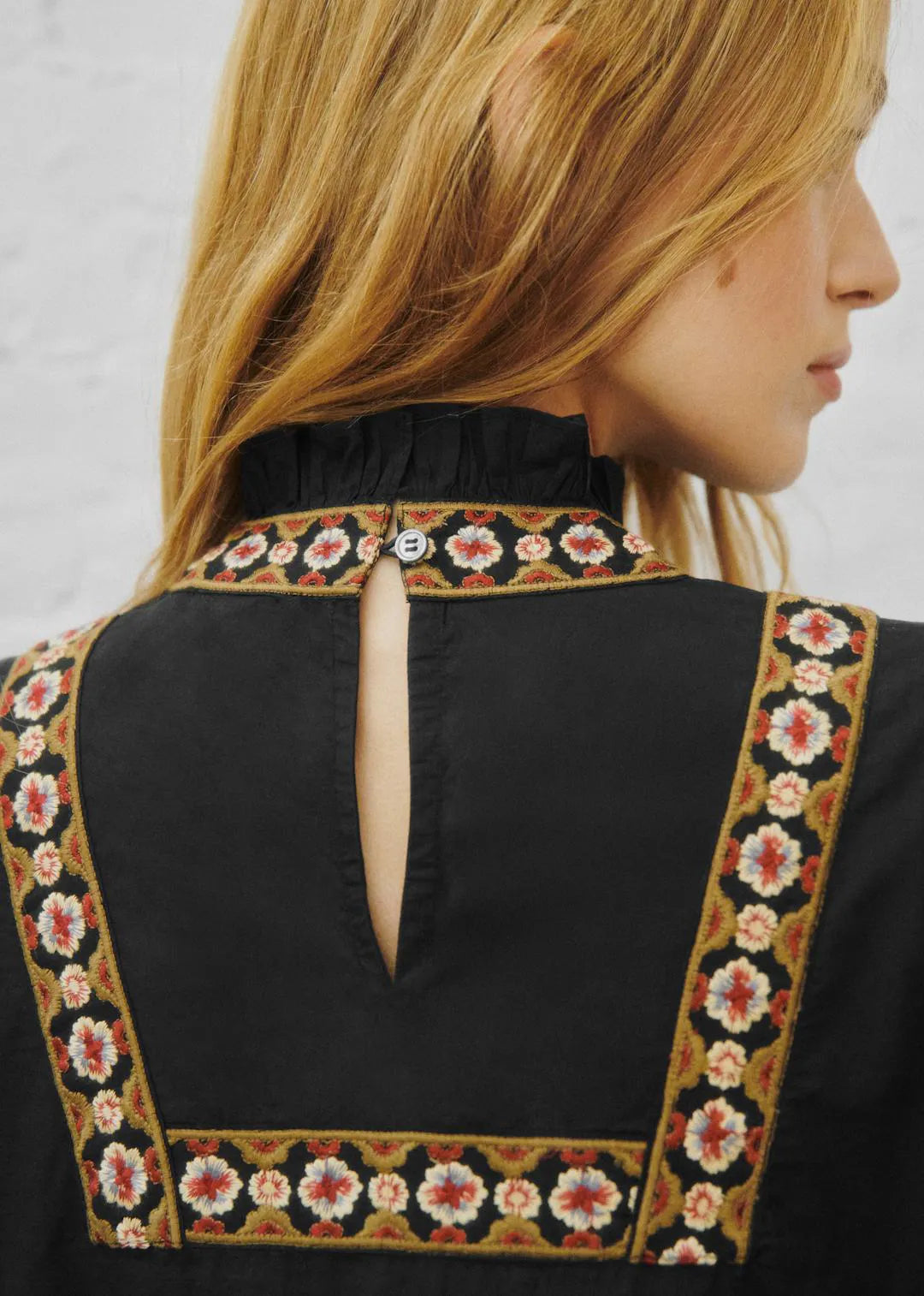 Black with Placed Trim Embroidery