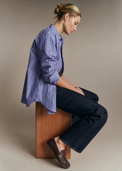 Ecru Blue Burgundy Stripes