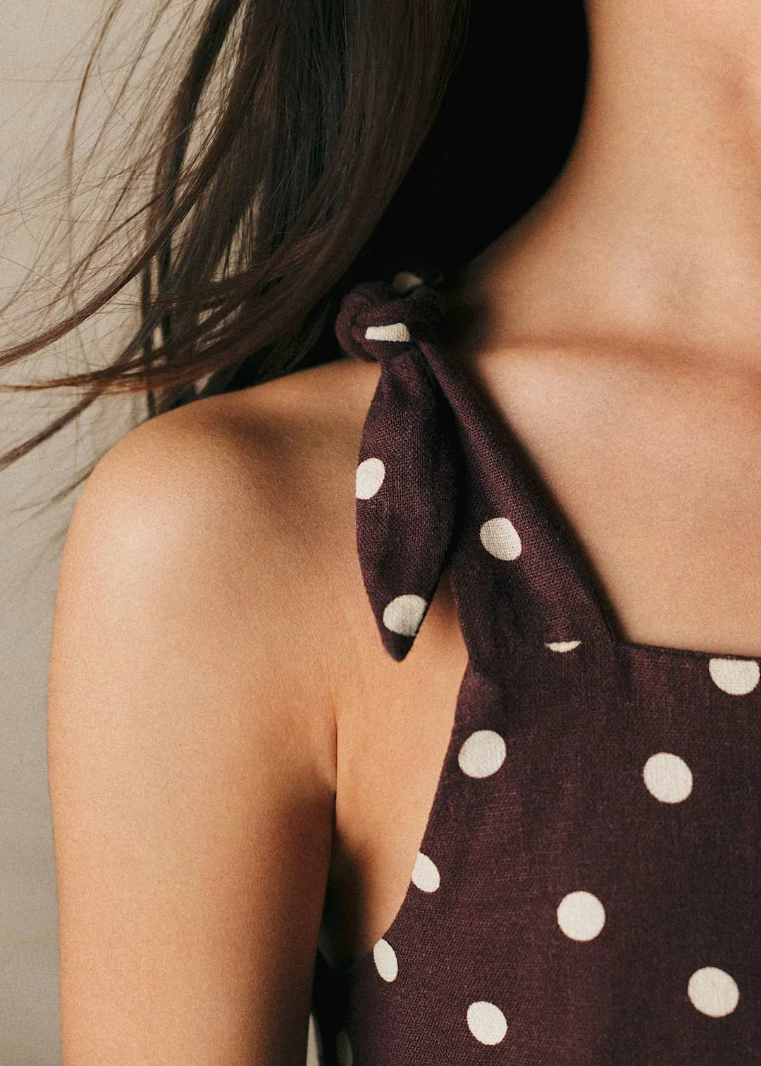 Ecru Polka Dots on Chocolate Print