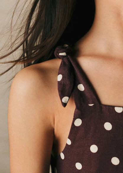 Ecru Polka Dots on Chocolate Print