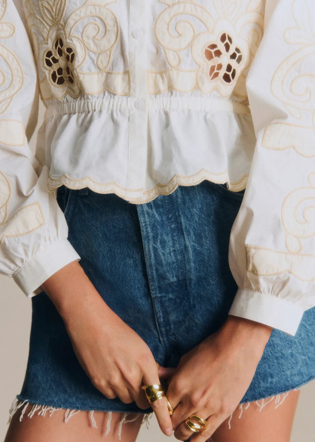 Placed Ecru Embroidery