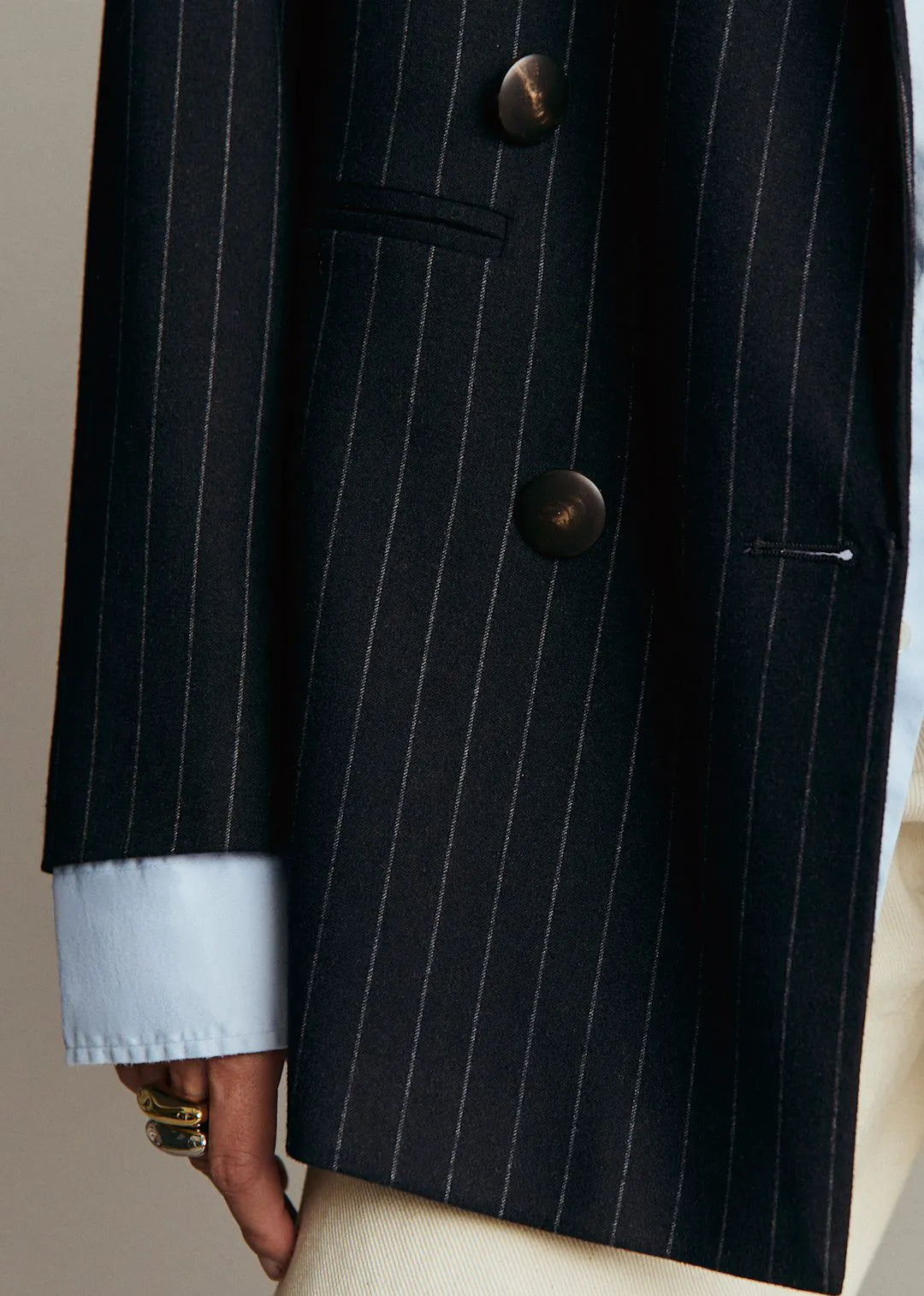 Navy Ecru Tennis Stripes