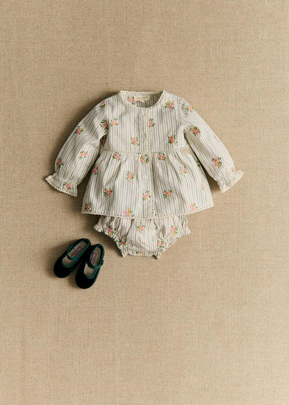 Stripes with Floral Embroidery