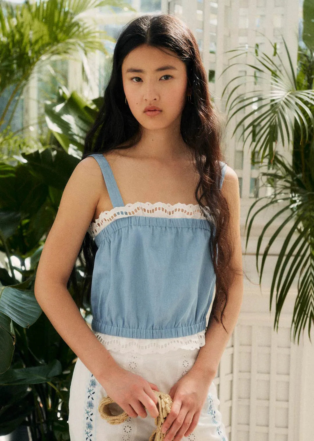 Chambray with Ruffled Trim - Pink Creation