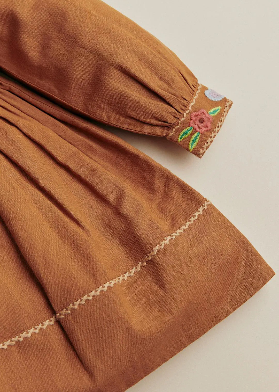 Contrasting Embroidery Brown Background
