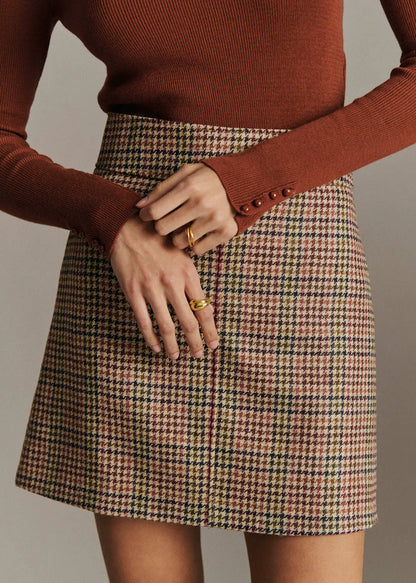 Multicoloured pink houndstooth