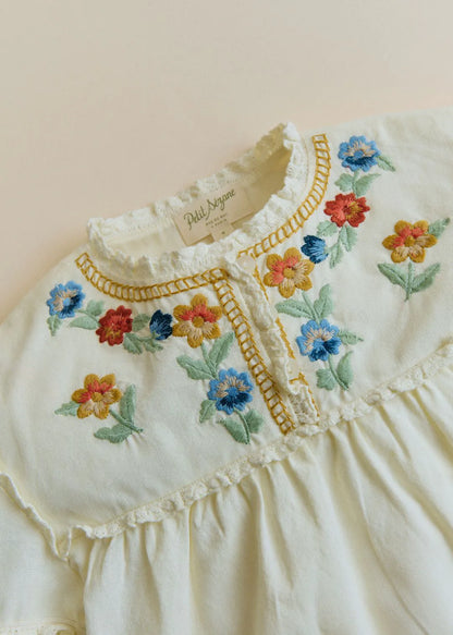 Ecru with Multicolored Embroidery