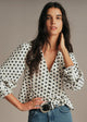 Black Polka Dot Jacquard Ecru Background