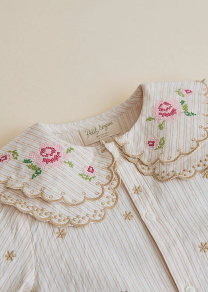 Woven Stripe + Doily Embroidery