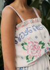 Green Pink Camellia print