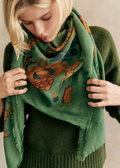 Sea Green / Retro Flowers