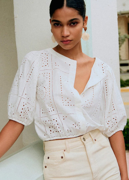 Ecru Hankie Solid Embroidery