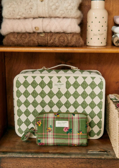 Green checkerboard print
