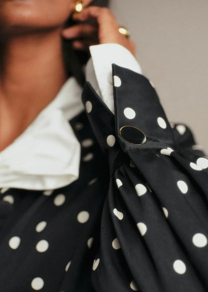 Cream Polka Dots on Black