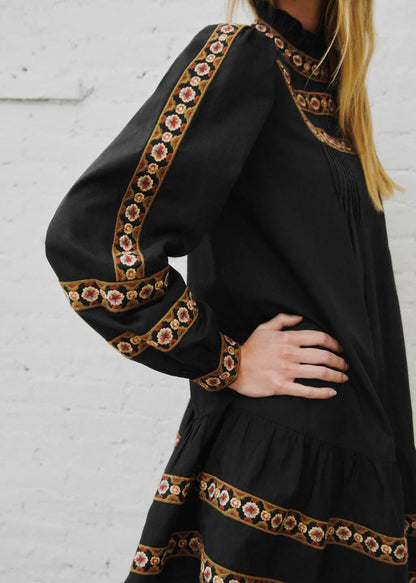 Black with Placed Trim Embroidery