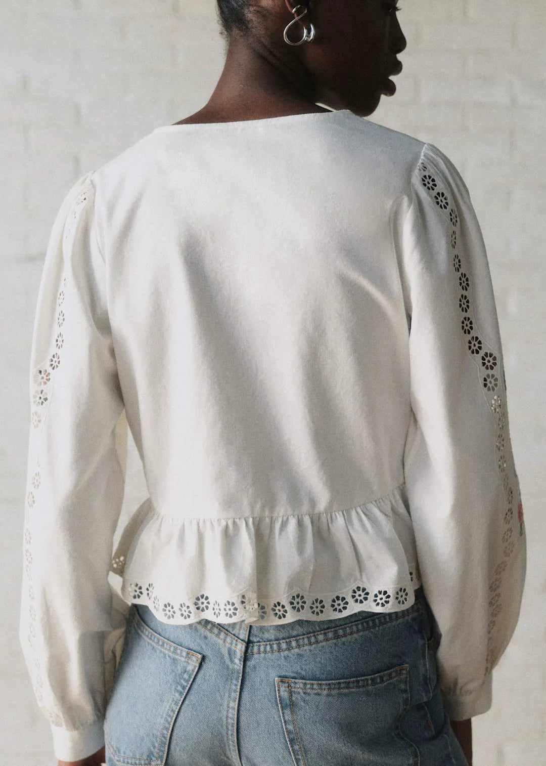 Ecru with Multicolored Embroidery