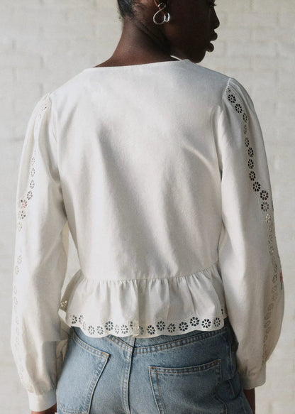 Ecru with Multicolored Embroidery