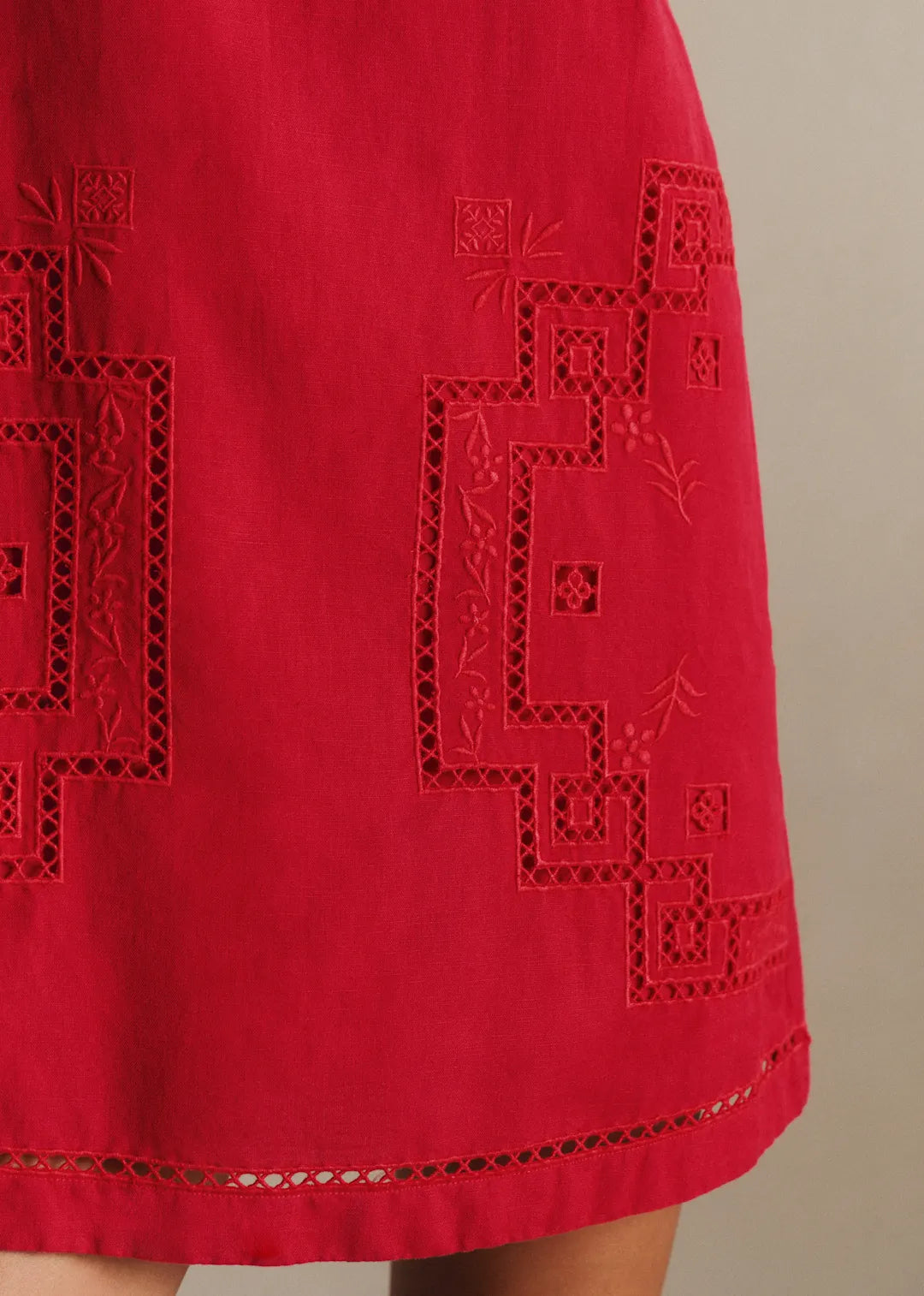Placed Red Embroidery