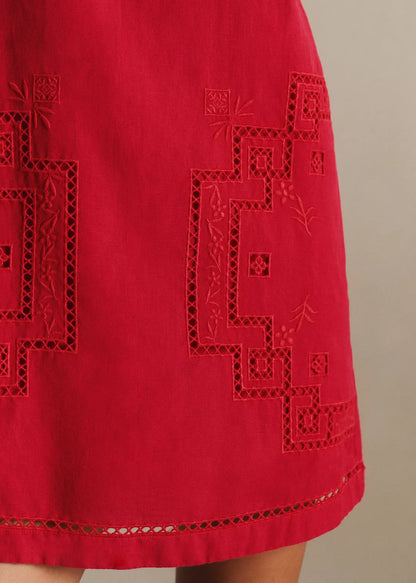 Placed Red Embroidery