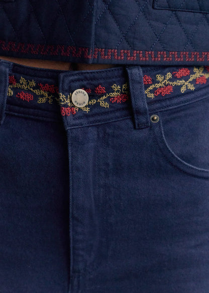 Marine Blue with Jazmin Embroidery