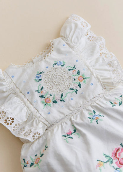 Ecru with Multicolored Embroidery