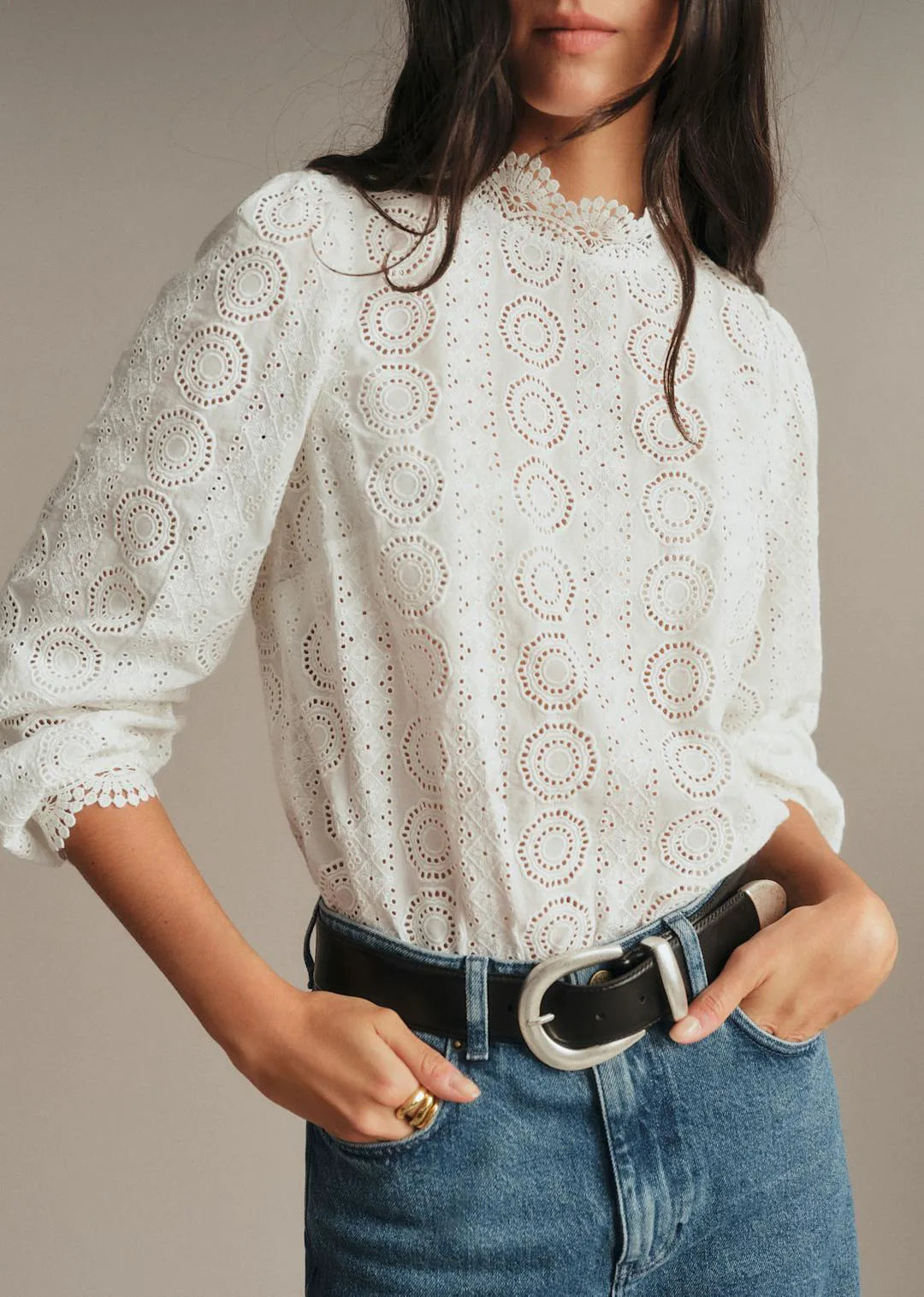 Embroidered Ecru