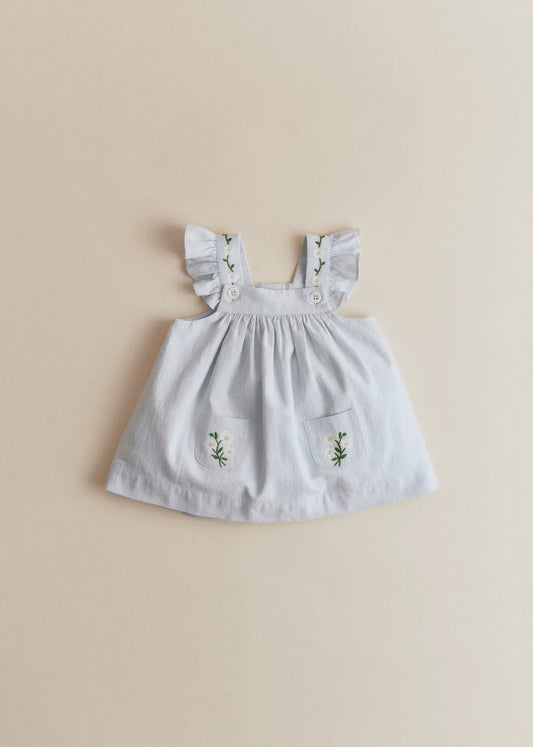 Broderie Contrastée Marguerite Fond Bleu Ciel