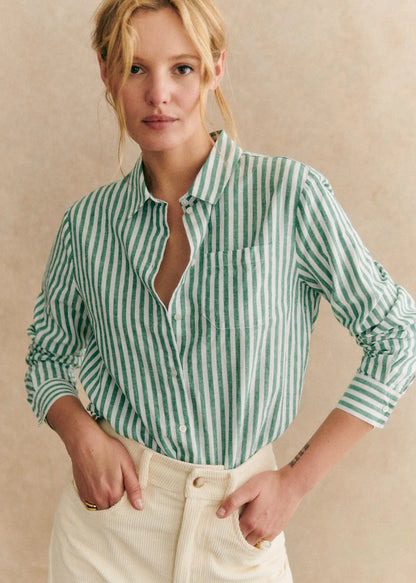 Ecru Green Stripes