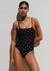Beige Polka Dots Black Background