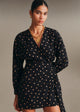 Beige Polka Dots Black Background Print