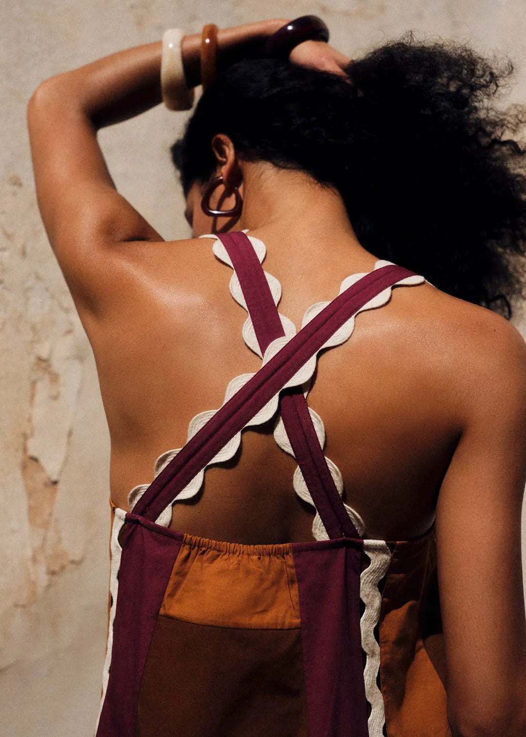 Brown Camel Burgundy Patchwork