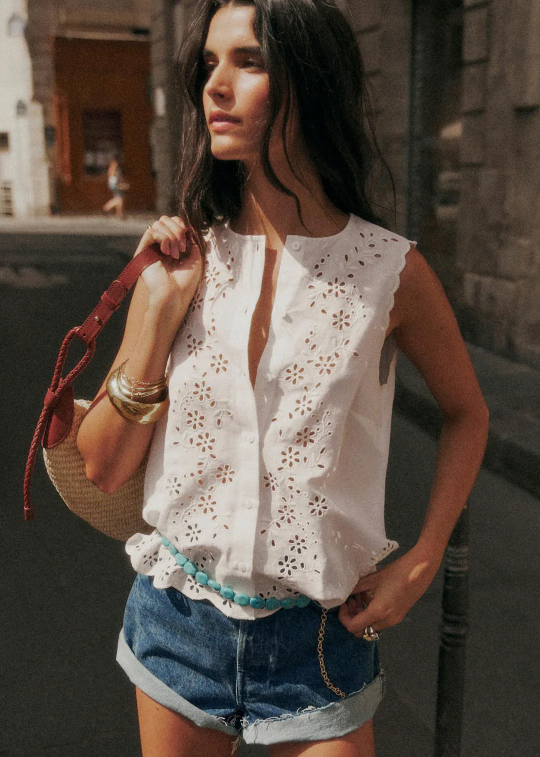 Ecru with Contrasting Cream Embroidery