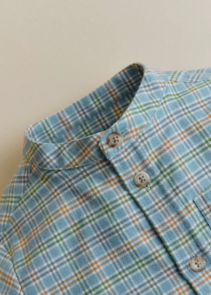 Blue Beige Khaki Check