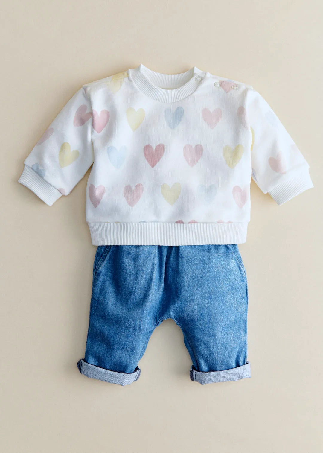 Ecru & Pastel Hearts