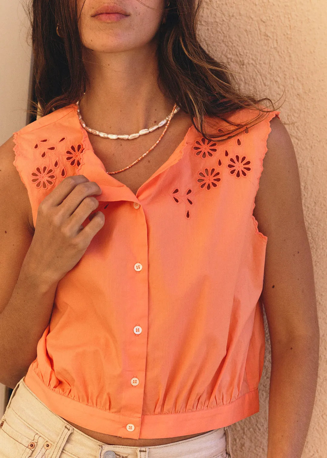 Orange with Soft Orange Placed Embroidery