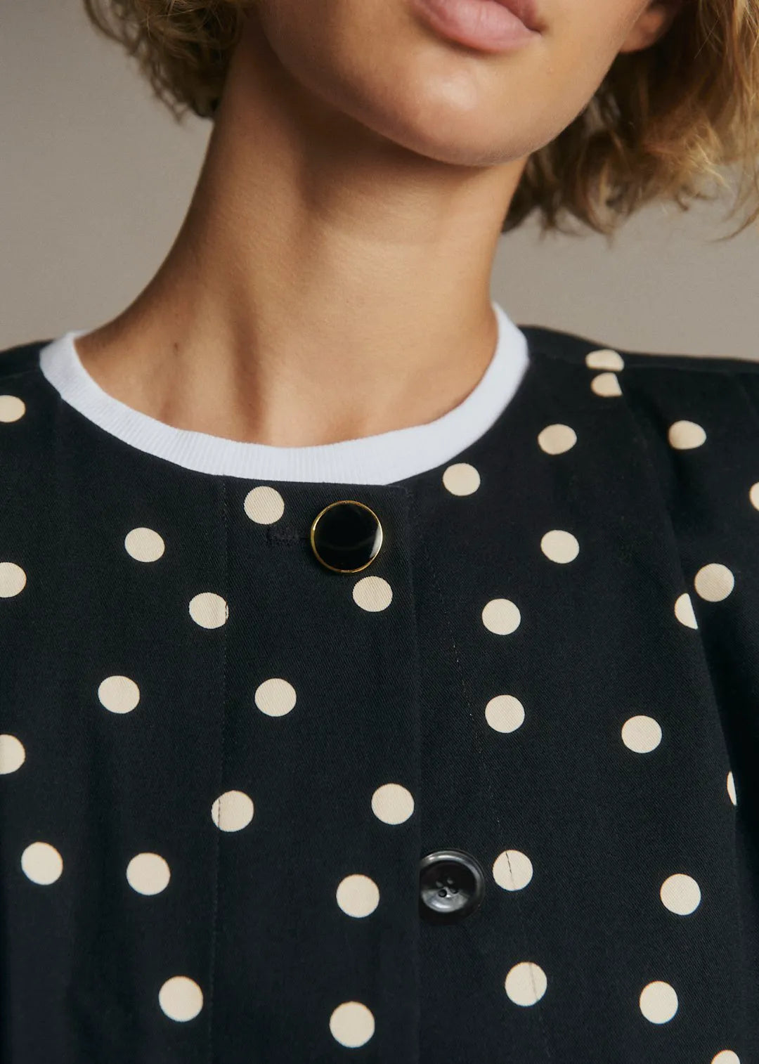 Cream Polka Dots on Black