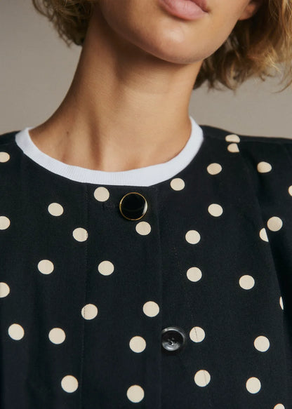 Cream Polka Dots on Black