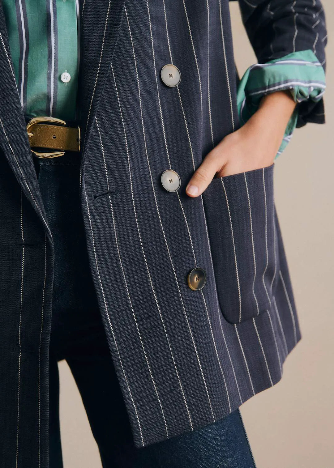 Tennis Stripes Blue and Ecru
